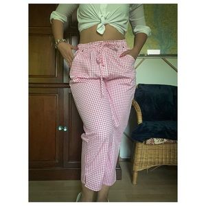 Denim & Co Pink Gingham Mom Pant